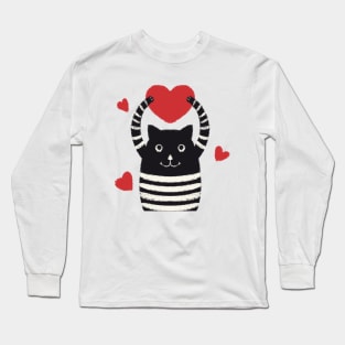 Cat holding heart Long Sleeve T-Shirt